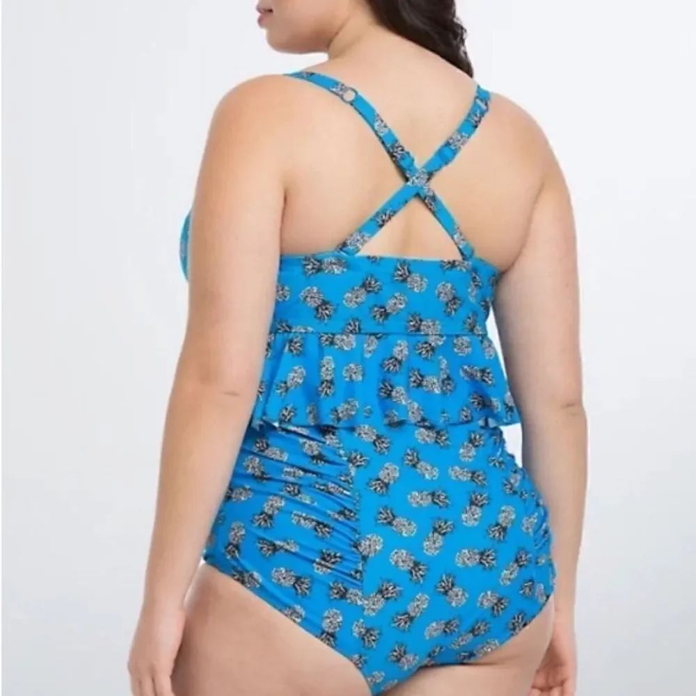 Torrid Blue Pineapple Print Swim Top/Bottom Set - Picture 4 of 9